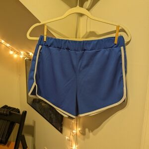 Spirit Blue Women's Athletic Shorts with White Trim